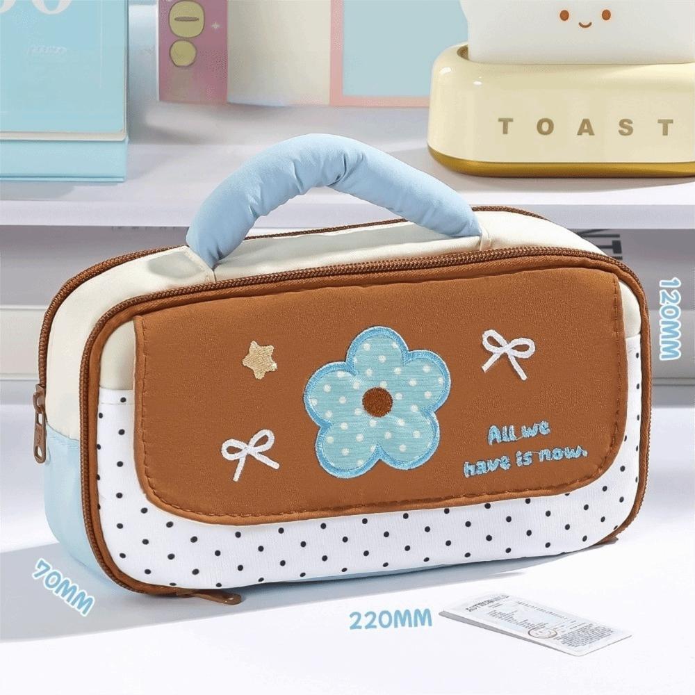 Multi Pocket Stationery Bag Soft Handle Pencil Box New Pencil Case Office Use кофейный