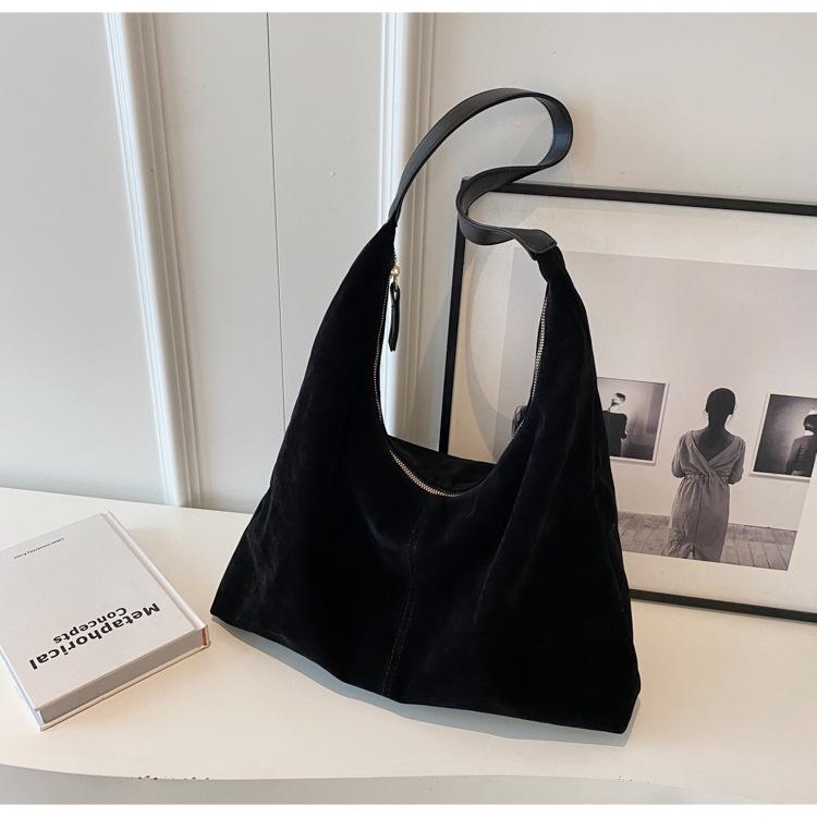 Women's Retro Suede Autumn Tote Bag - Versatile, Large Capacity Shoulder Bag