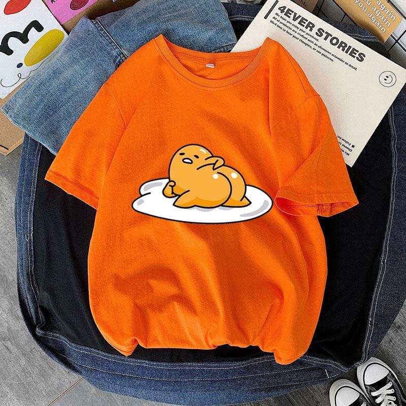 Harajuku Faules Ei Druck Damen T-Shirt Gudetama T-Shirts Kurzarmshirt Kawaii T-Shirts Gothic Weibliche Ästhetik T-Shirt Oberteile