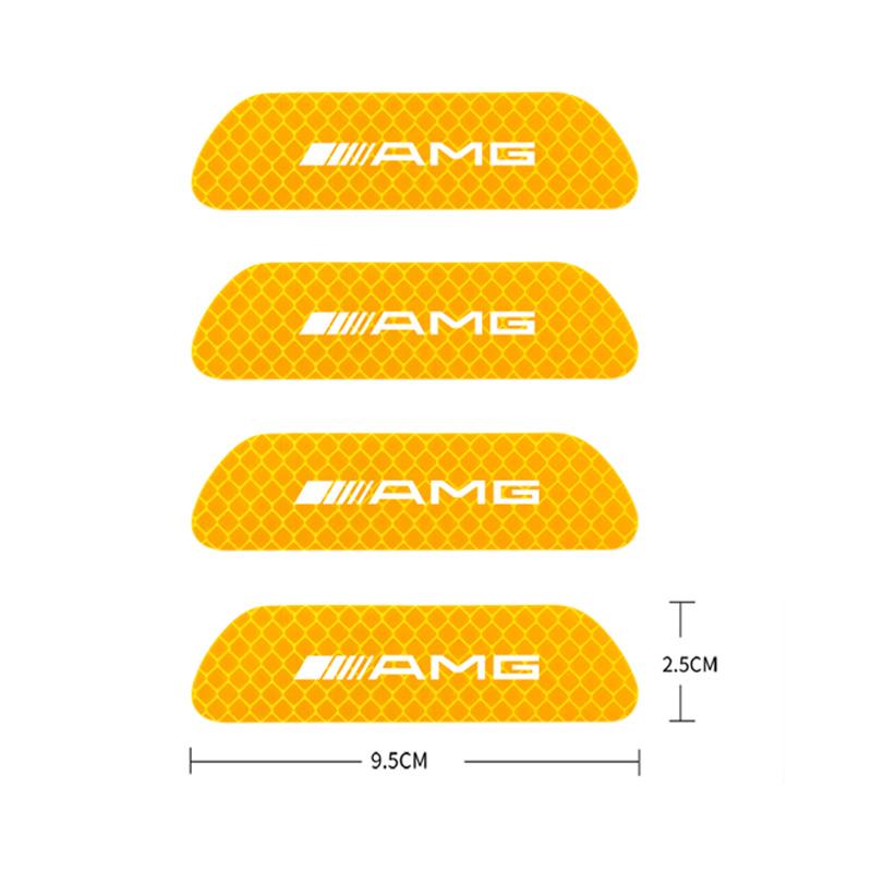 TWEK4 4Pcs Car Safety Warning Stickers Night Reflection Mark Decals For Mercedes Benz AMG GLE GLS CLA CLE GLC CLS GLA W223 W213 W206