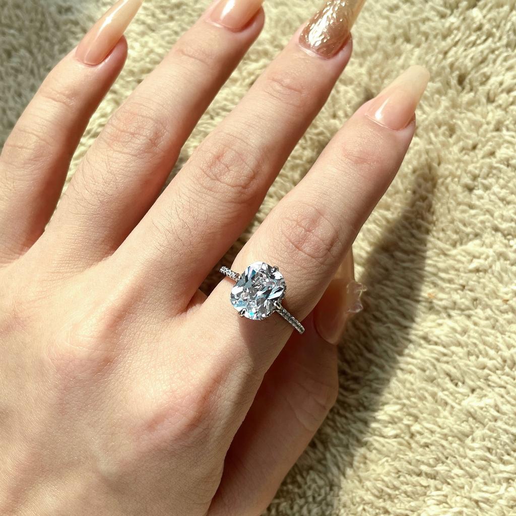 Tancise Women Classic 925 Sterling Silver  Zircon Ring Ladies Jewelry Wedding Promise Party Gift