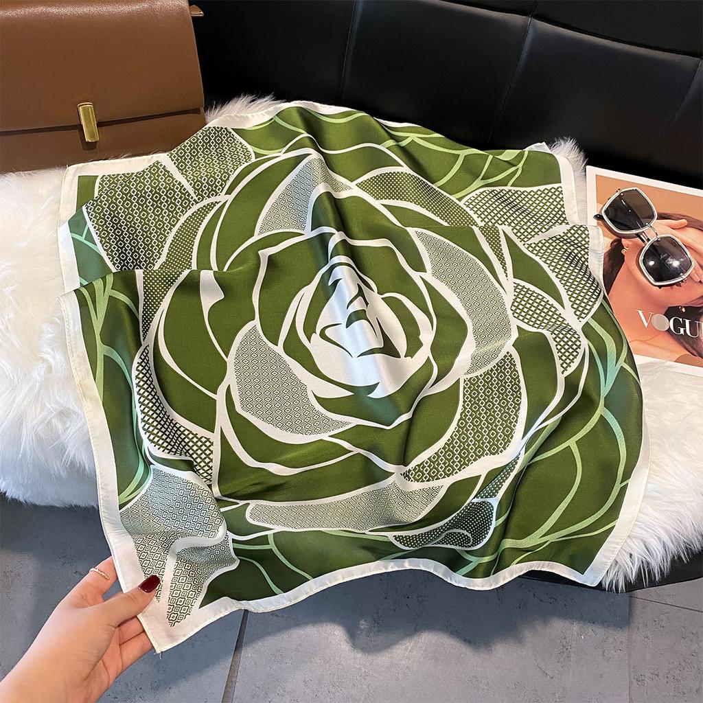 Spring Square Scarf 70Cm High-End Simulation Silk Scarf Women'S Fashion Headscarf Versatile Small Scarf