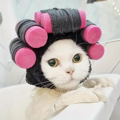 1 Stück - Niedliche Katzenkleidung - Niedliche Lockenmütze für kleine Haustiere, Haustierzubehör Katzenperücke