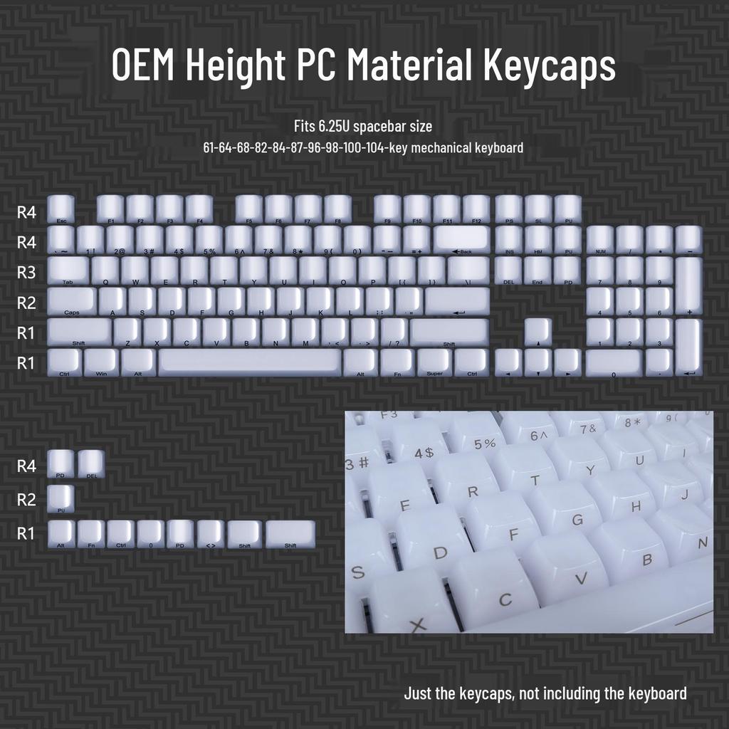 Teclas para teclado mecánico Lofree PC 75/98: juego de teclas negras totalmente transparentes