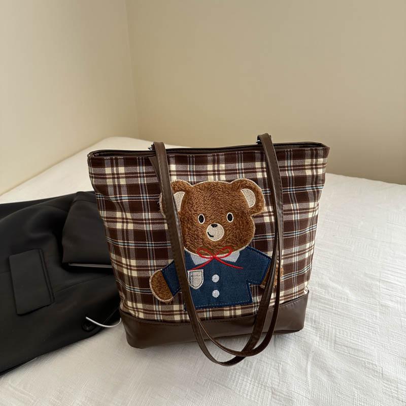 

Beautiful personalized casual backpack 2025 autumn new fashion plaid Korean version simple commuter underarm tote bag