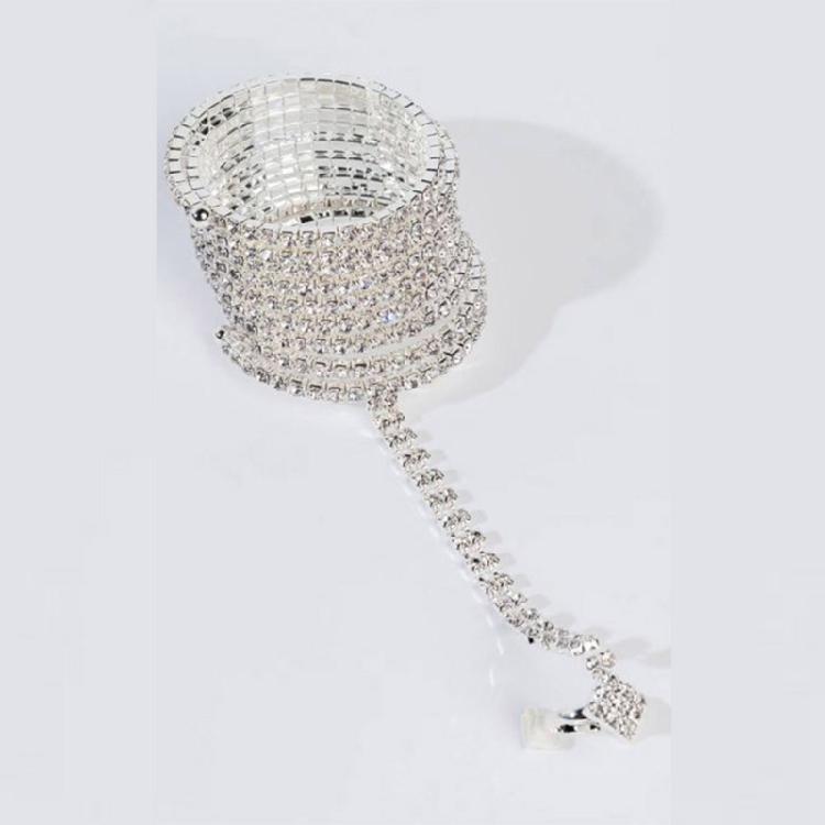 Sparkling Rhinestones Coils Bracelet for Women Adjustable Crystal Bangle for Special Day Beach Jewelry