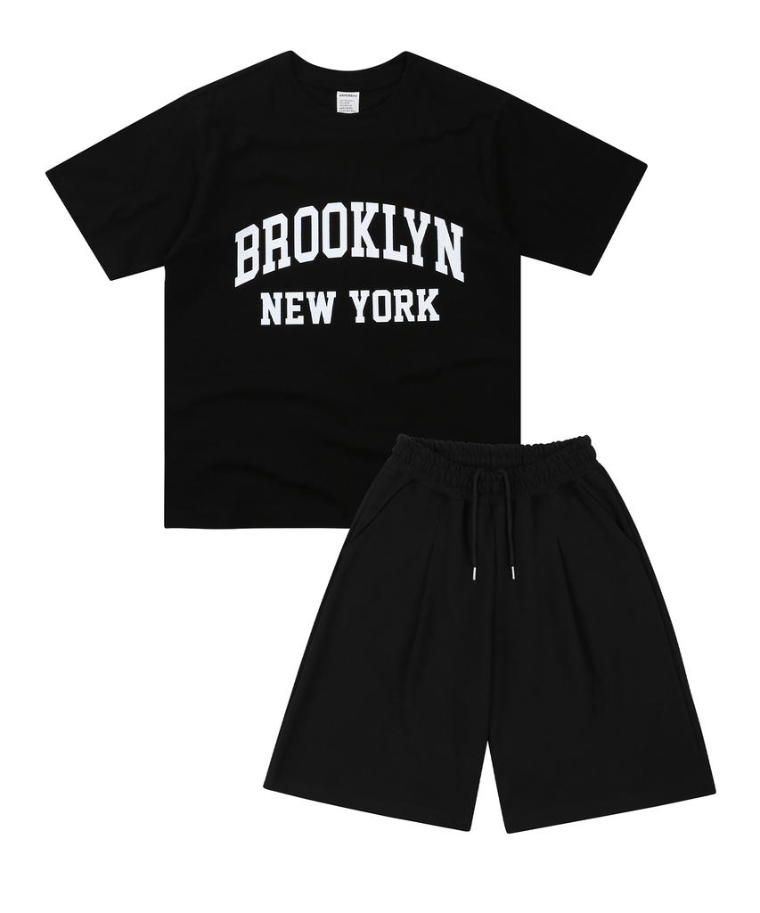 PAPERBOY [Set] Brooklyn New York Short Sleeve Half Pants Set-White