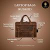 Genuine Leather Laptop Briefcase Bag for Men, Durable Vintage Office Travel Carry Business Messenger Shoulder Bag, Multi Pocket Zipper Work Handbag