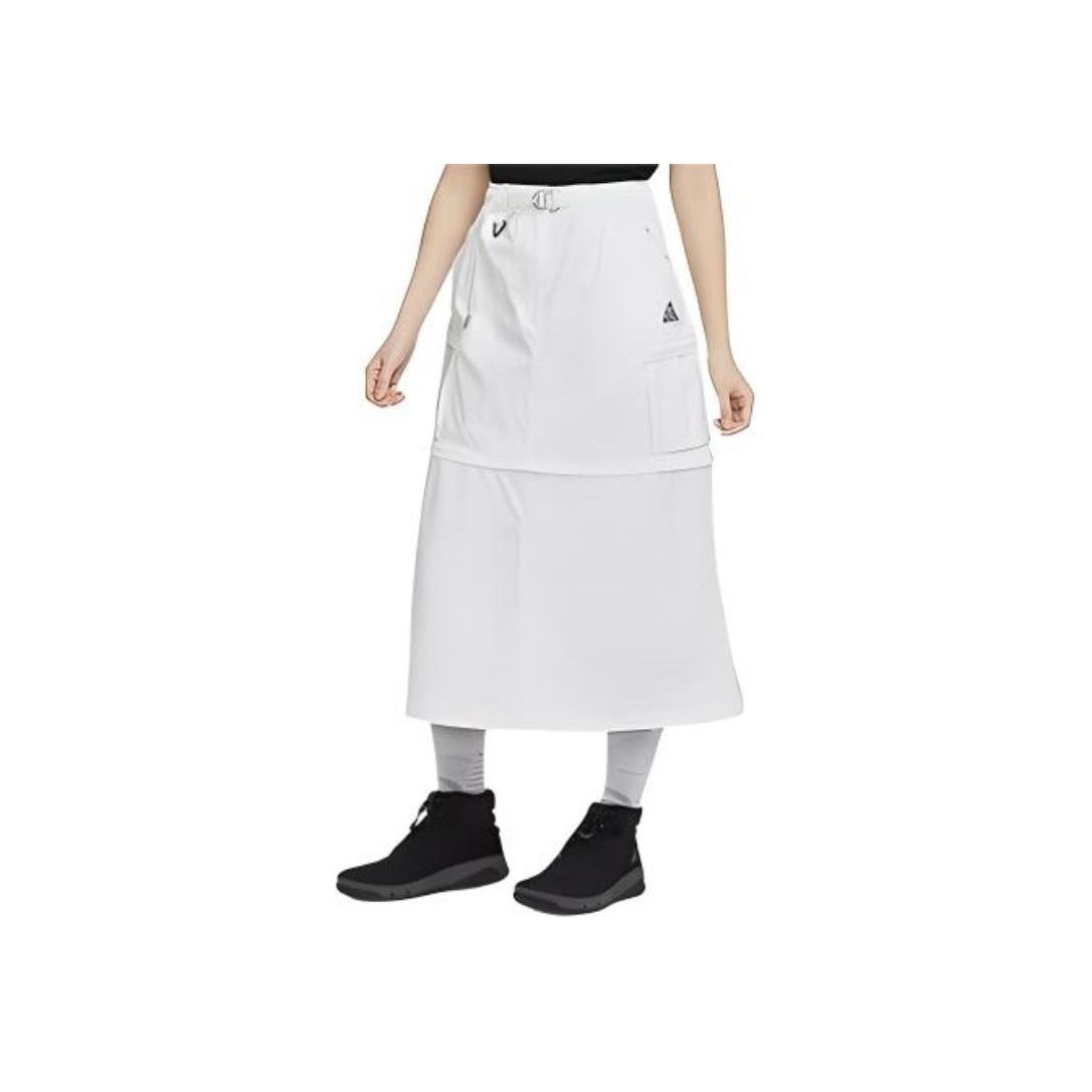 

Nike SS24 Logo Embroidered Comfortable Lace-Up Multi-Pocket Casual Long Skirt Women skirts White FN1970-121 XL