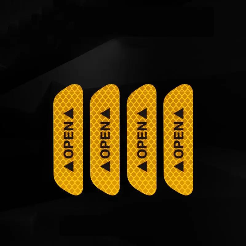 4Pcs/Set Car Door Open Stickers Reflective Tape Safety Warning Decal Supplies Car Accessories Decor