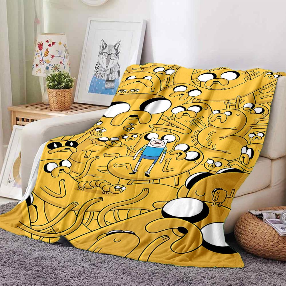 Adventure Time Jake'S World Flannel Blanket Super Soft Warm Cozy Blanket For Sofa Bed Office Travel Allseason Home Decor Gift