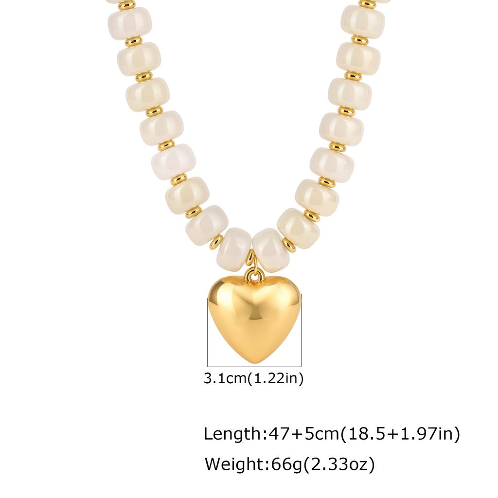 Fashion Colorful Acrylic Big Beads Heart Pendant Necklace for Women, Creative Clavicle Chain Necklace, Statement Trendy Jewelry