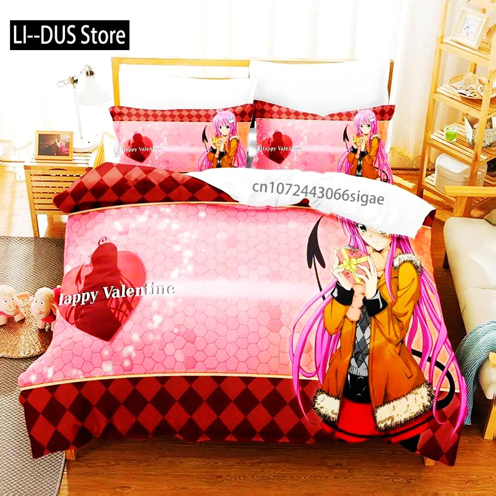 2024 Anime Adult Boys Bedspread Single Double Queen King Size To Love Ru Duvet Cover Bed Set Quilt Cover Pillowcase