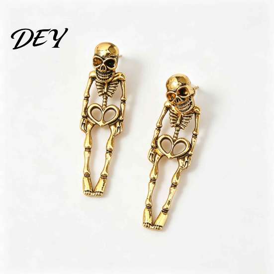 Retro Alloy Dark Style Earrings 2Pcs Skeleton for Women, Gothic Drop Earrings, Hypoallergenic Punk Personalized Gift Goth Lovers Skull Dangle