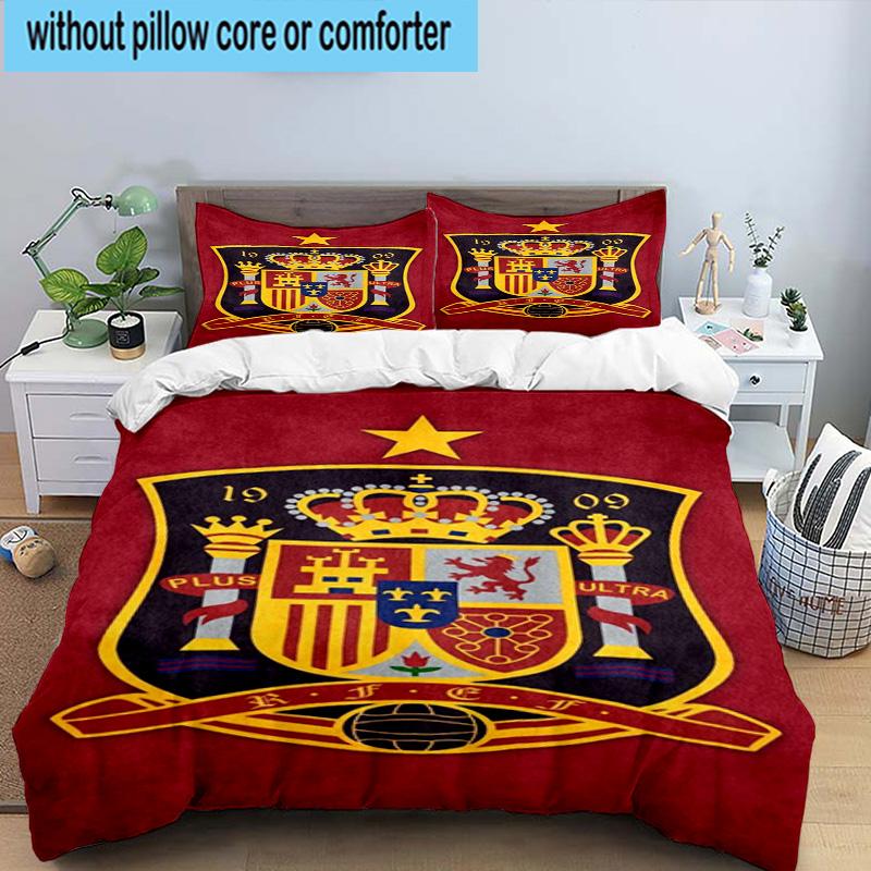 3PCS Spain Football Crest 3pcs Bedding,Including 3PCS Duvet Cover And 2pcs Pillowcases Perfect for Christmas,Ideal for Bedroom, Dormitory