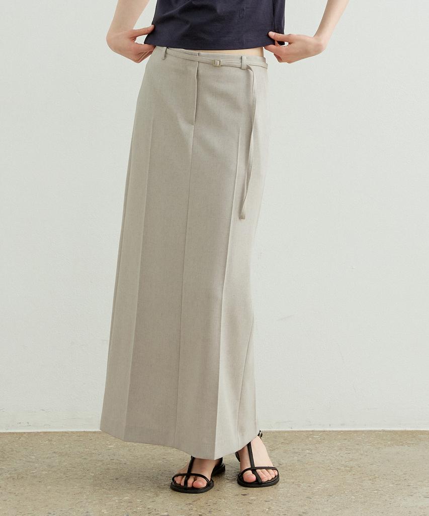 Artid Linen Belted Maxi Skirt_Beige