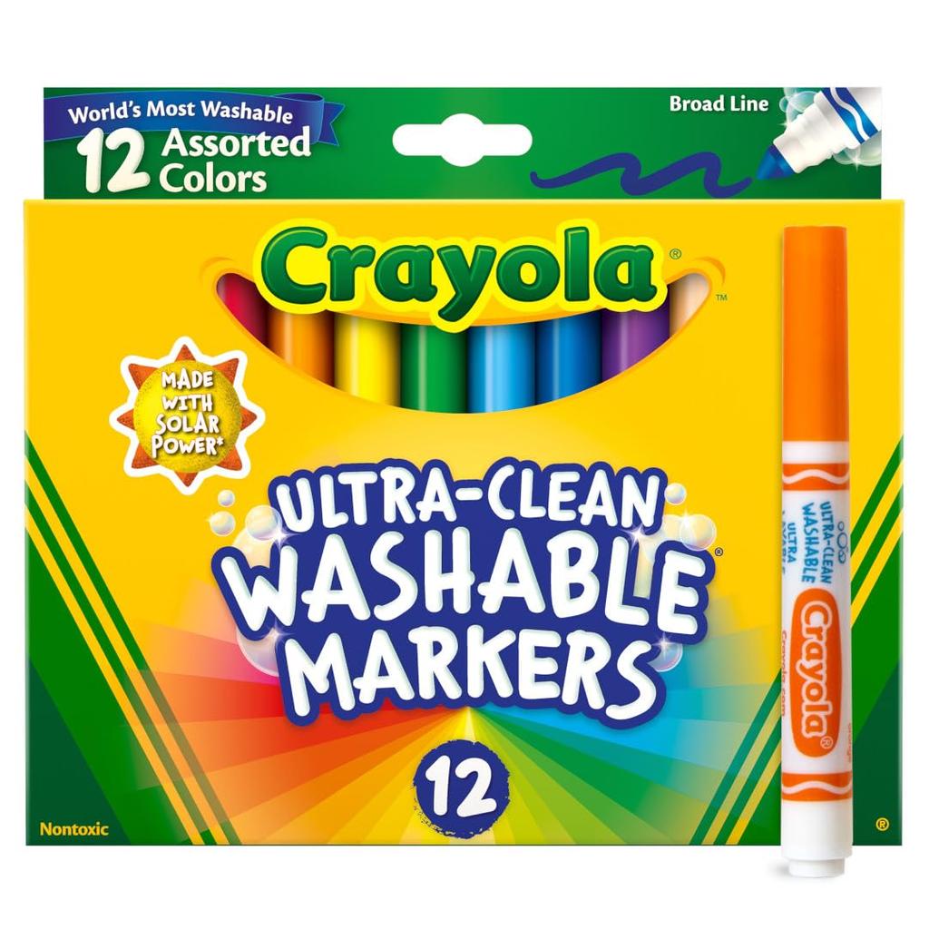 Crayola Marker 12 Bold Product Number 587812 Water-Removable Pens, Colors, Tip, Authentic,