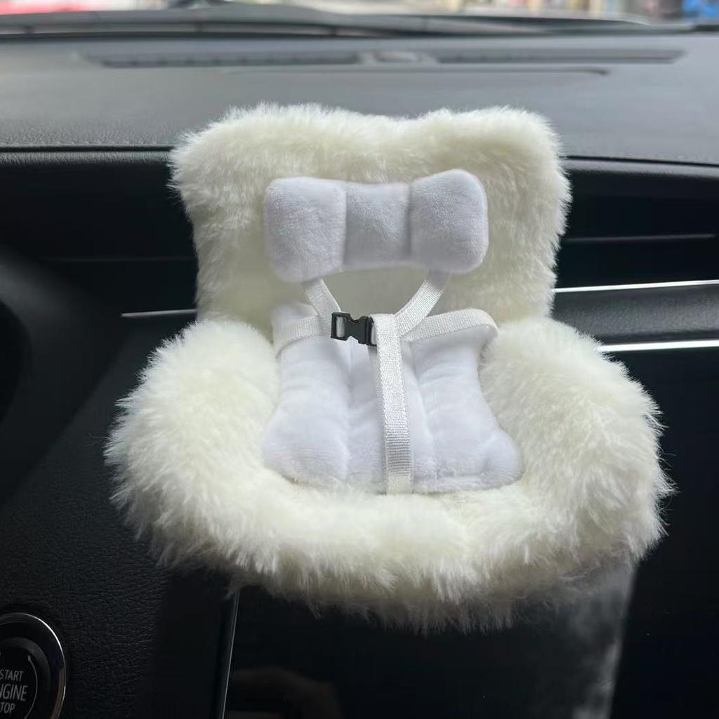 Bezpečnostní autosedačka pro panenku kreslený model židle pro Labubu Dekorace výstupu autosedačky pro panenku Labubu Styling interiéru auta