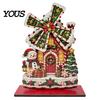 Handmade Christmas Atmosphere Props Windmill Wooden Ornament, Decorative Craft with Rotating Indoor Winter Holiday Display Blades, Figurine