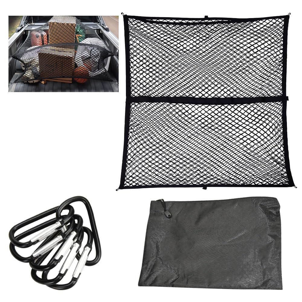 Extendable cargo net with carabiners and storage bag luggage compartment roof carrier x included, (120cm 120cm)