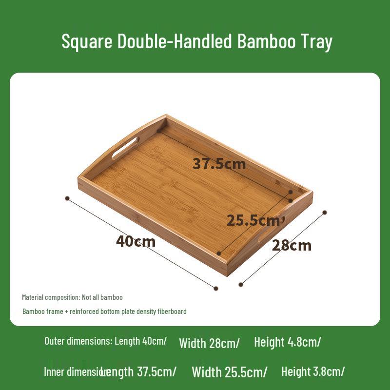 Nordic-Style Rectangular Bamboo Tray for Tea Cups