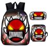 Angry Geometry Dash Cartoon Print Children Backpack 3Pcs Set Boys Girls School Bags Large Capacity Bookbag Back To School Gifts
