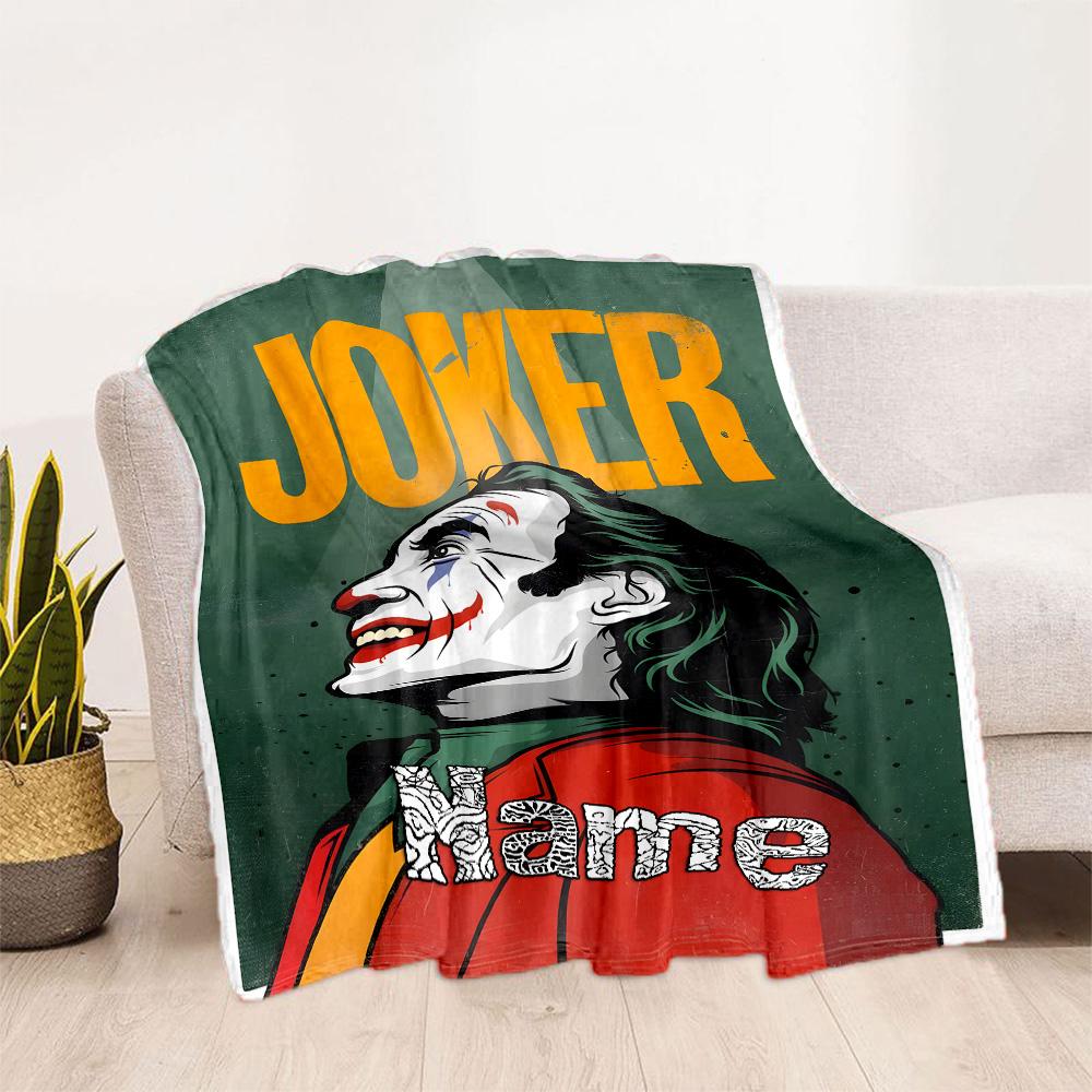 Joker's Mania Personalized Text Blanket Cozy Personalized Blanket Ultra-Soft Throw For Livingroom Chair Picnics Office Four Seasons Multipurpose