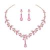 Women's 2 Pcs Jewelries Set with Rhinestones Elegant Purple/Pink Hanging Necklaces Drop Earrings for Bridesmaid Wedding Ball Party