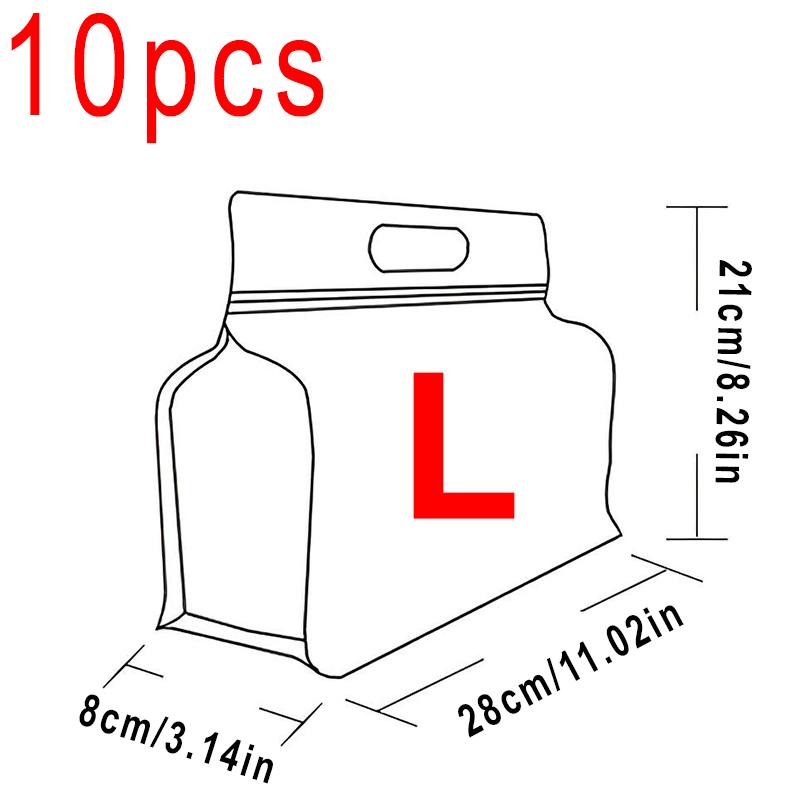 10 Stück tragbare, versiegelte, auslaufsichere, wiederverwendbare Beutel in Tiernahrungsqualität, transparente Tragetaschen für Zuhause, Küchenbedarf, Frischhaltefolie
