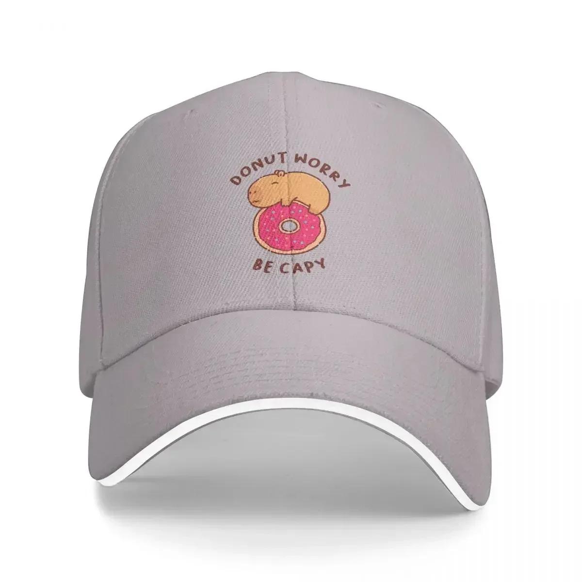 Capybara On A Donut, Don t Worry Be Happy, Be Capy Cap Fashion Casual Baseball Caps Adjustable Hat Summer Unisex Baseball Hats One Size серый