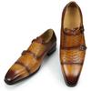 Fashion Deluxe Social Men's Leather Monk Strap Shoes Office Business Handmade Fashion Shoes Brown Black Printed Design Trendy Man's Shoe
