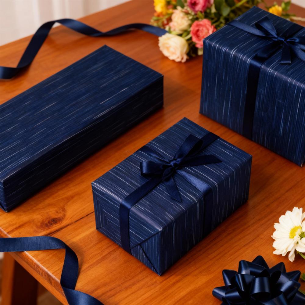 1roll Blue Striped Gift Wrapping Paper Valentine's Day Gift Wrap Matt Kraft Gift Wrap Paper for Birthday Wedding Christmas Party