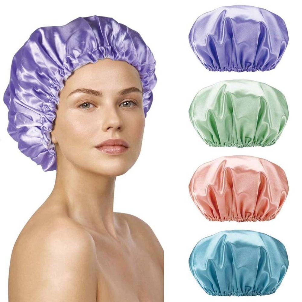 Reusable Waterproof Shower Caps Double Drying Hair Cap  for Bathroom Supplies Accessories