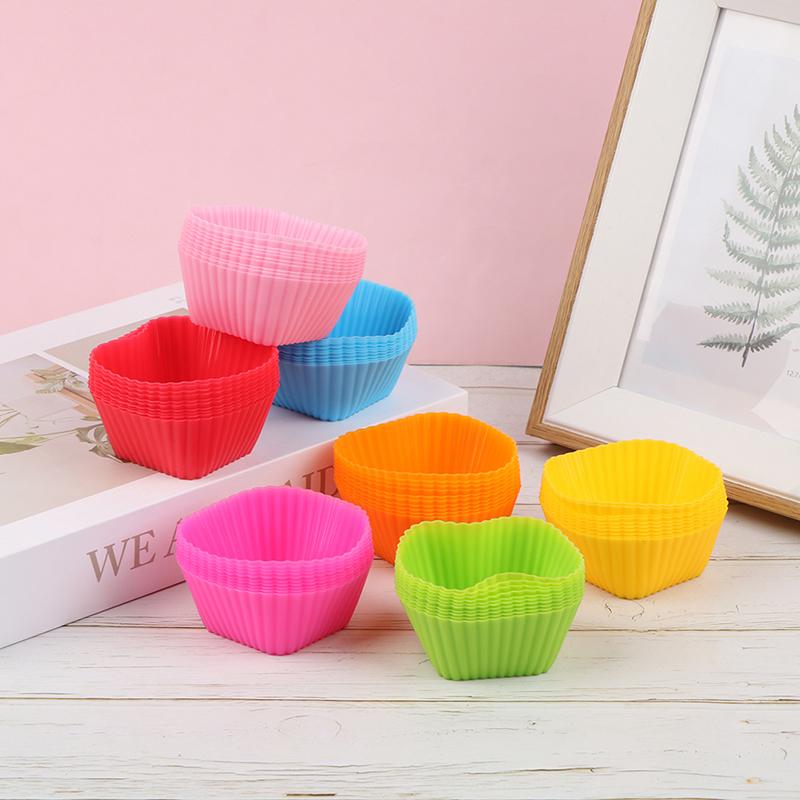 10Pcs Square Shape Silicone Cake Cup Cake Tool Bakeware Baking Silicone Mold Cupcake DIY Kitchen Accessories