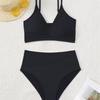 Solid Color Matching High Waist Sexy Bikini Split Swimsuit Swimsuit
