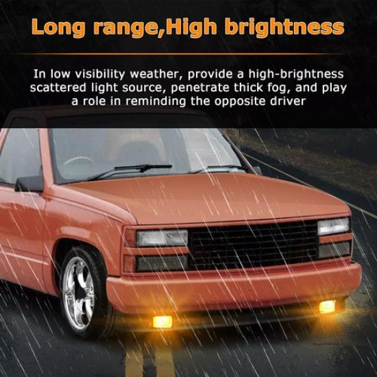 1988-2000 Chevy GMC C/K 1500 Bumper Fog Lights Driving Lamp | Clear | H3 | 55W | 2 Bulbs | Halogen | Front | Chrome | 12V | Left+Right