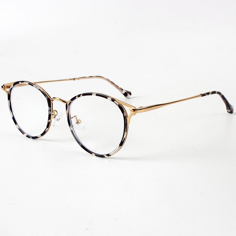 

Circular Myopia Glasses Fashion Vintage Gold TR90 Round Frames Prescription Eyeglasses Men Women Office Accessory Eyewear Single Version&1.56&Anti Blue Ray цветной печати леопарда