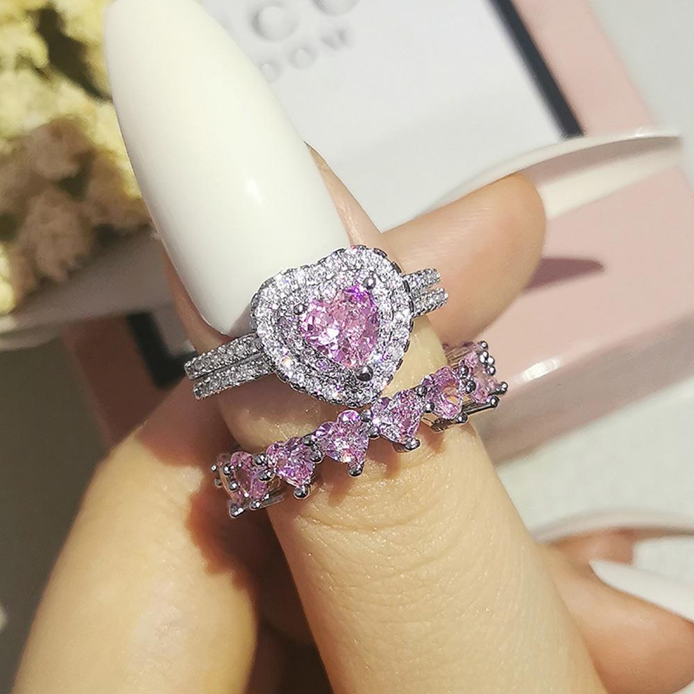 Luxury Fashion Peach Heart Women's Combination Ring (Model: R4599-r4578)