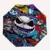 Halloween, Characters Automatic Opening and Closing Umbrella - 8 Ribs Portable Folding Umbrella with Plastic Handle, Suitable for Leisure an