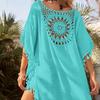 2021 Plus Size Off-Shoulder Tassel Cutout Beach Cover-up