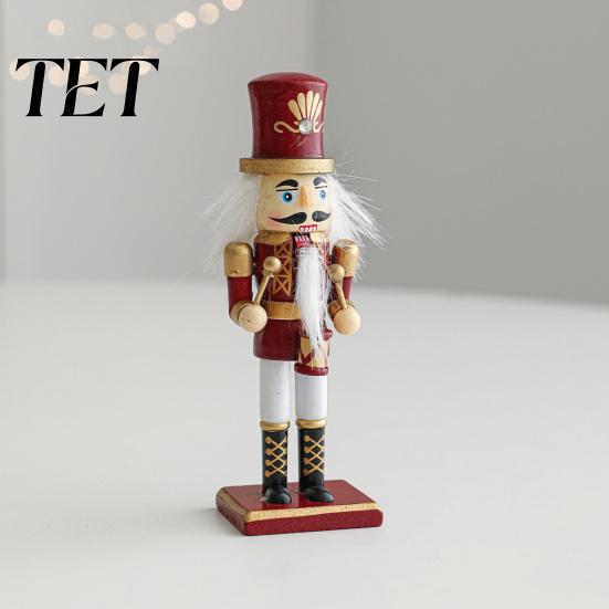 Christmas Fairy Tale Figurine Wooden Nutcracker Soldier Figurine, Handcrafted Solid Wood Tabletop Ornament Vintage for Holiday Desk And Bookshelf