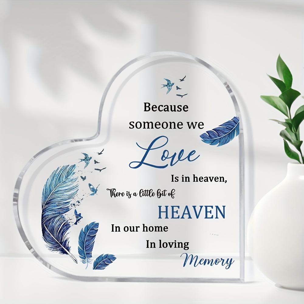 Memorial Keepsake Gift for Loss of Mom - Sympathy Bereavement Gift with Heaven Memory Poem & Angel Wings Design - Heart-Shaped Table Centerpiece 