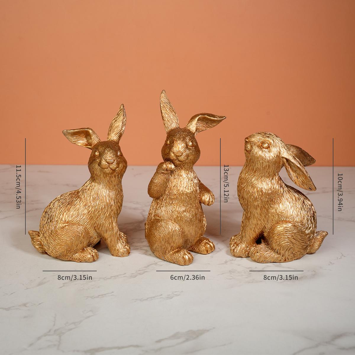 

3-Piece Resin Rabbit Sculpture - Holiday Easter Decoration, Cute Rabbit Ornaments for Holiday Home Decoration