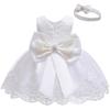 Children's Lace Color Block Birthday Bow Dress