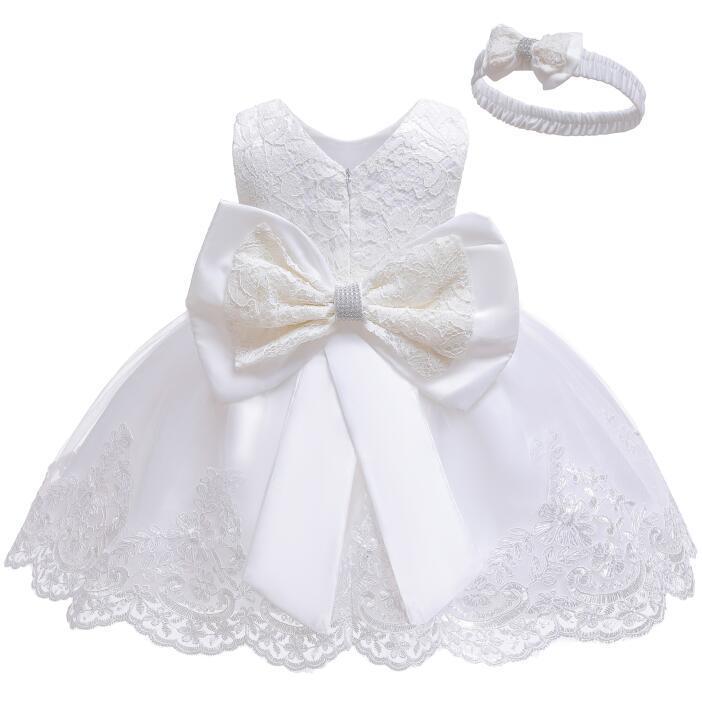 Children's Lace Color Block Birthday Bow Dress