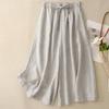 Cotton Linen Wide-Leg Seven-Point Pants for Women, Plus Size, Casual New 2025 Straight-Leg Culottes