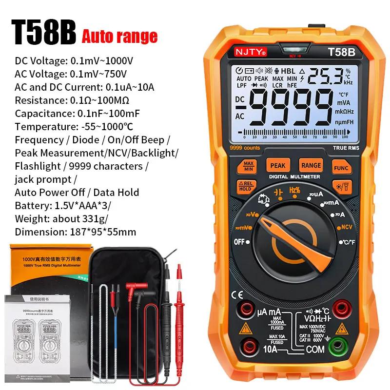 TY T58A/B  NCV Digital Multimeter 9999 words Auto Ranging AC/DC voltage meter Flash light Back light Large Screen like RM113D