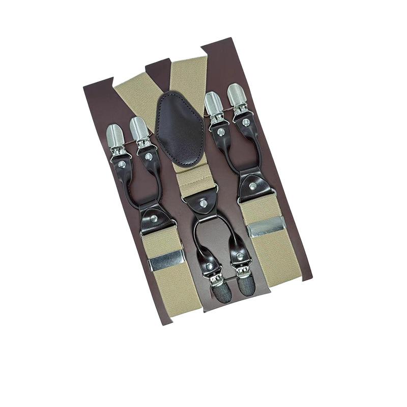 6 Clips Men'S Suspender Belt, Strap Thickened Elastic Belt, High-Quality Hardware Accessories