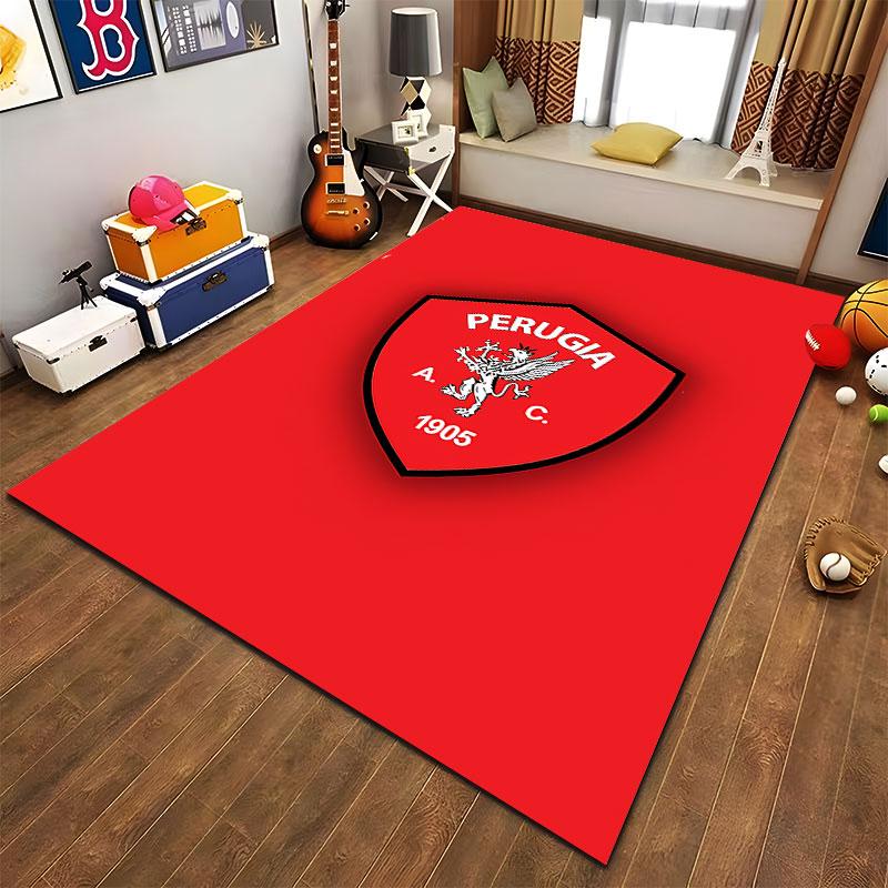 Perugia AC Red Emblem Carpet suitable as a non-slip mat for the living room or bedroom sofa