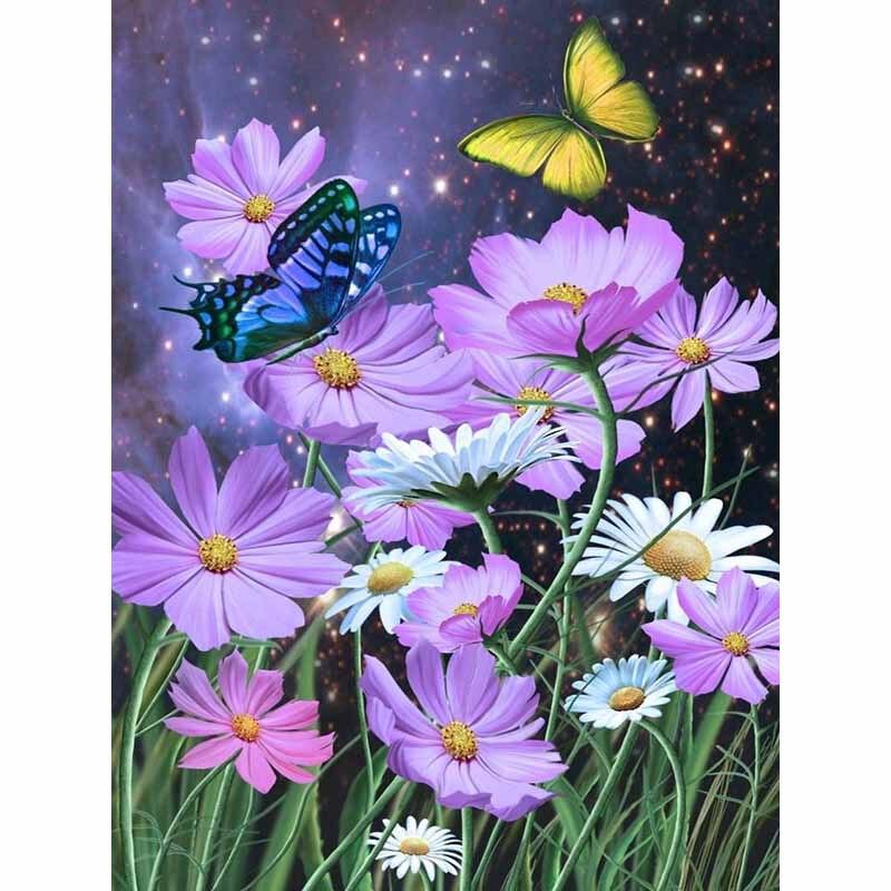 5D DIY Ζωγραφική με Διαμάντια Φρέσκα Λουλούδια Βοοειδή Κέντημα με Διαμάντια Πεταλούδα Σταυροβελονιά Πλήρης Στρογγυλή Τρύπα Διακόσμηση Σπιτιού Δώρο
